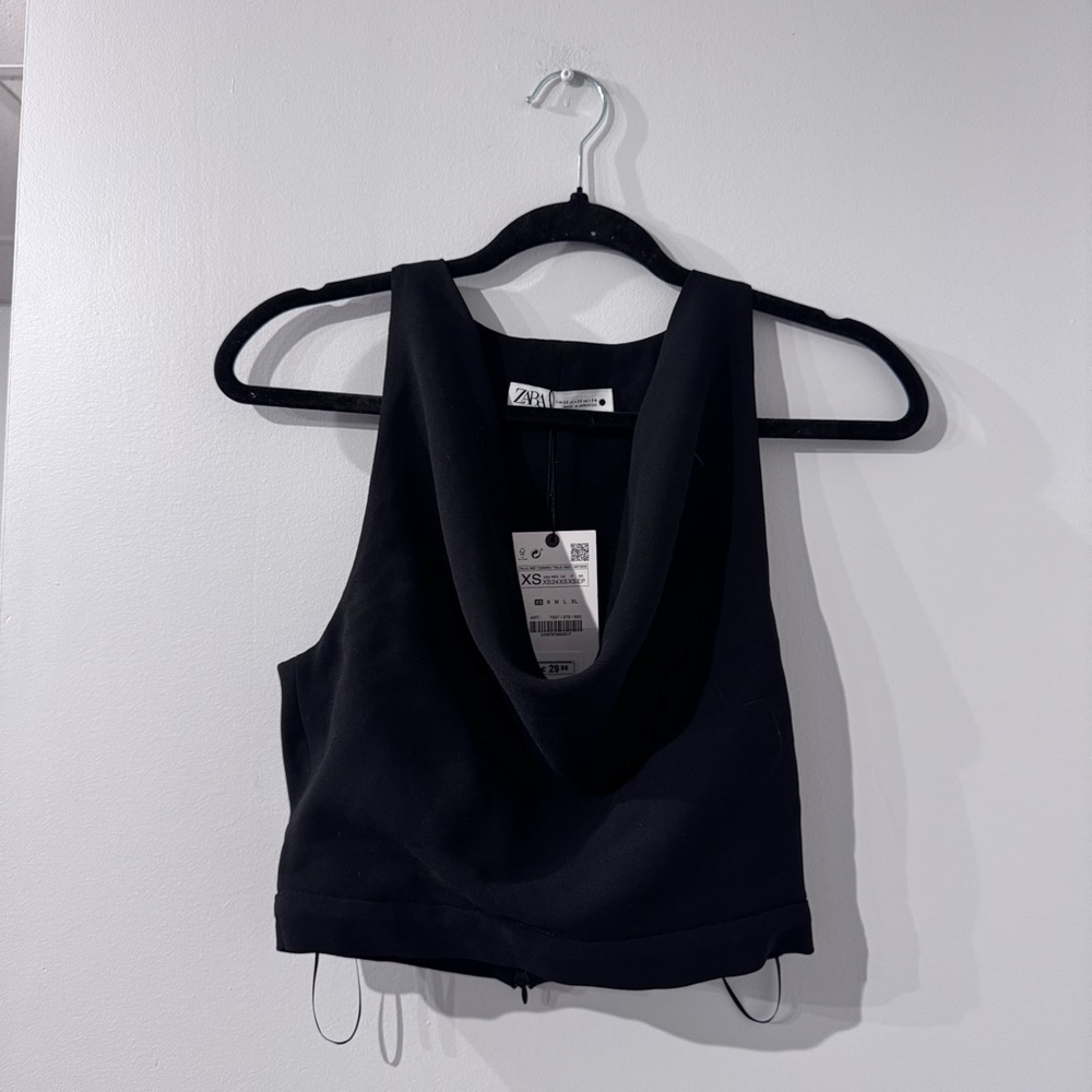 Zara Black Sleeveless Crop Top - NWT